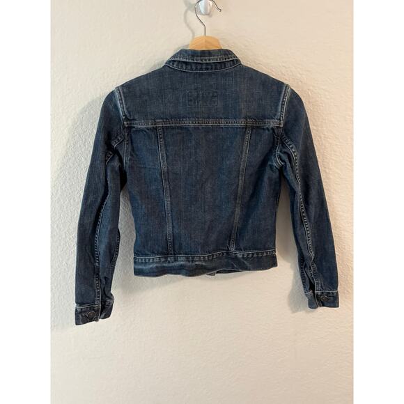 AllSaints Yori Denim Jacket Women’s Size 4 EUC Classic Blue Jean Jacket cropped - Picture 3 of 6